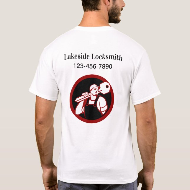 T-shirt Locksmith Business Logo Tee - shirts de travail (Dos)
