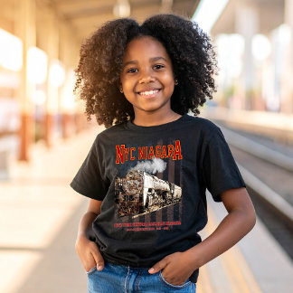 T-shirt Locomotive à vapeur Niagara NYC avec drapeau améri