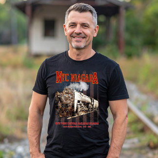 T-shirt Locomotive à vapeur Niagara NYC avec drapeau améri