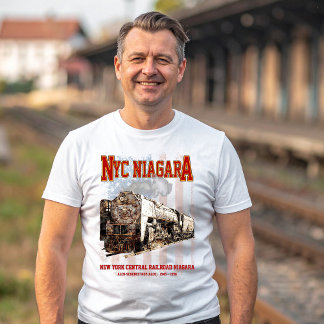 T-shirt Locomotive à vapeur Niagara NYC avec drapeau améri