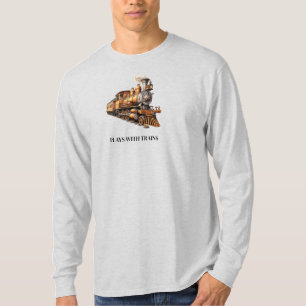 T-shirt Locomotive Jouant Avec Des Trains ou Texte Personn