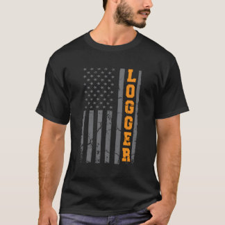 T-shirt Logger Drapeau américain Lumberjack Fan Usa Loging