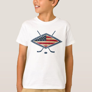 T-shirt Logo américain de drapeau d'hockey