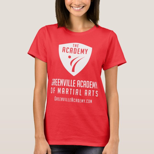 T-shirt Logo blanc de bouclier d'académie de Greenville (Devant)