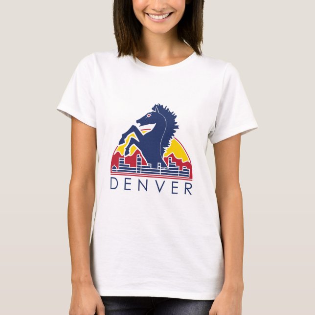 T-shirt Logo bleu de Denver de cheval (Devant)
