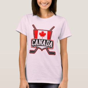 T-shirt Logo Canadien De Hockey Sur Drapeau, Avec Impressi