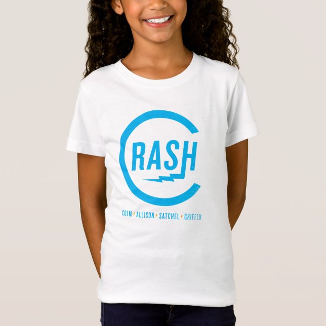 T-Shirt Logo cyan de pièce en t de filles d'accident (Devant)
