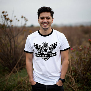 T-shirt Logo de ballon de football ailé personnalisable Éq