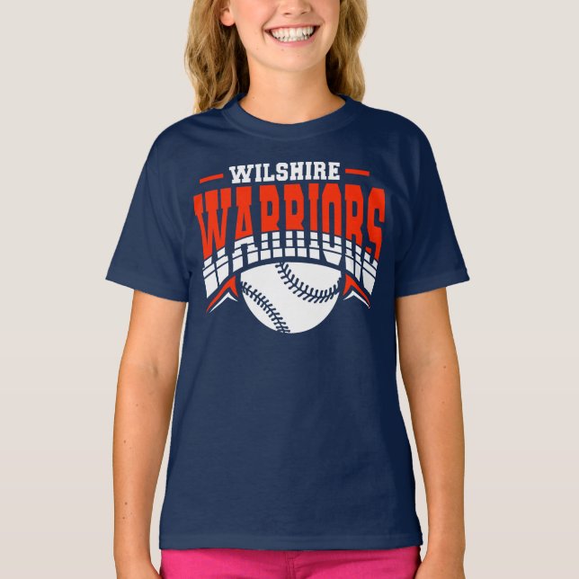 T-shirt Logo de base-ball blanc Wilshire Warriors (Devant)