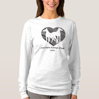 T-shirt Logo de coeur de griffonnage d'amis de great dane