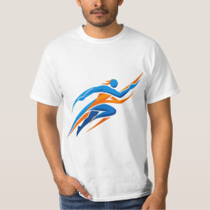 T-shirt Logo de coureur dynamique bleu orange Cadeau de vi