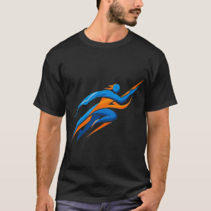 T-shirt Logo de coureur dynamique bleu orange Vitesse Cade
