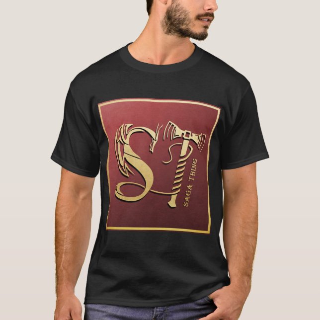 T-shirt Logo de dragon et de marteau de chose de saga (Devant)