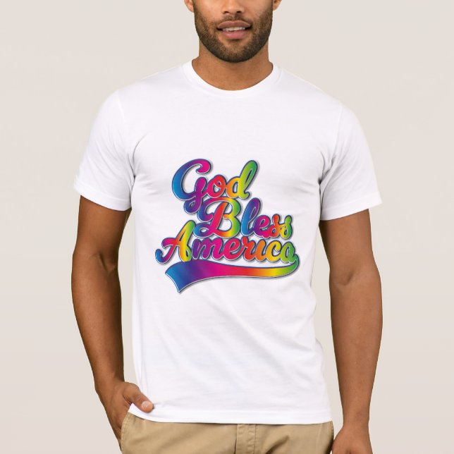 T-shirt logo de God Bless America Rainbow (Devant)