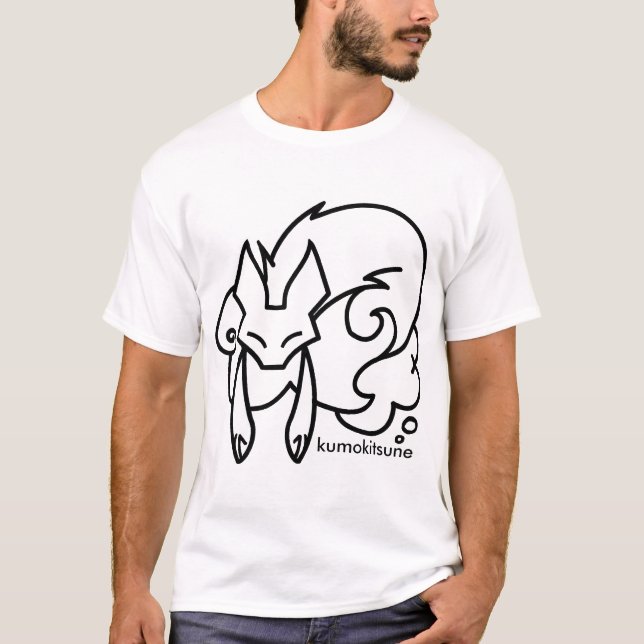 T-shirt logo de kitsune de kumo (lumière) (Devant)