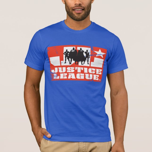 T-shirt Logo de la Ligue de Justice et silhouettes de cara (Devant)