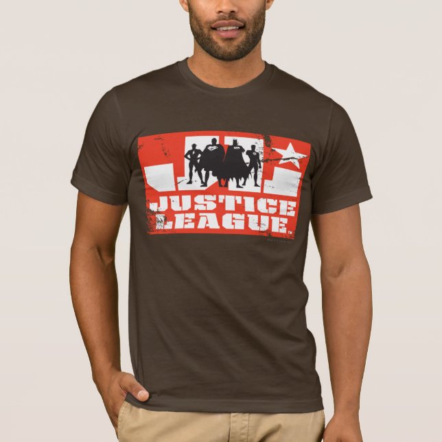T-shirt Logo de la Ligue de Justice et silhouettes de cara (Devant)
