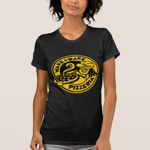 T-shirt Logo de la pizza réveillée et cuite en noir et jau