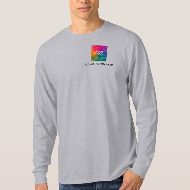 T-shirt Logo de l'entreprise Mens Long Leeve Employé (Devant)