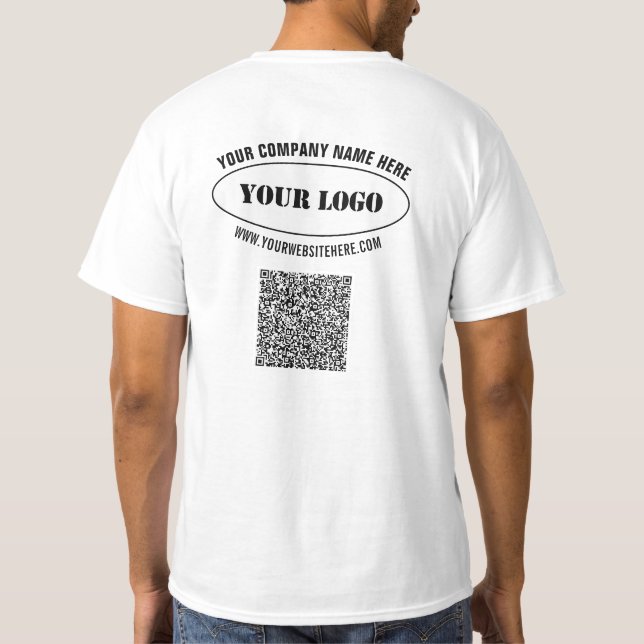 T-shirt Logo de l'entreprise personnalisée Texte QR Code E (Dos)