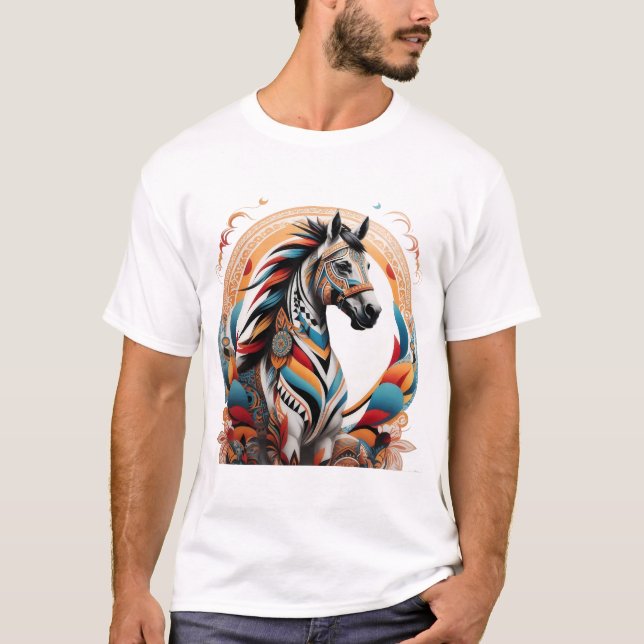 T-shirt logo de l'esprit de cheval tribal (Devant)