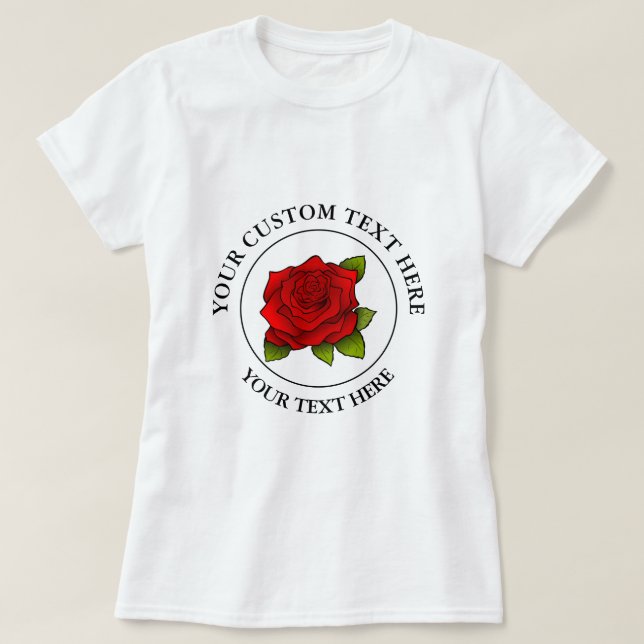 T-shirt Logo de l'icône de texte personnalisé Rose rouge (Design devant)