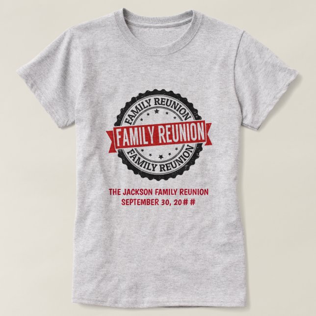 T-shirt Logo de réunion famille noir rouge (Design devant)