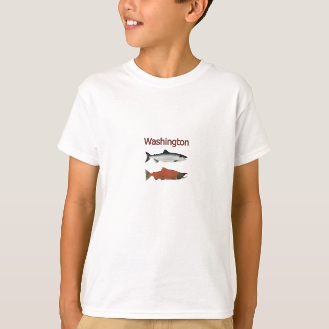 T-shirt Logo de saumon de saumon rouge de Washington (Devant)