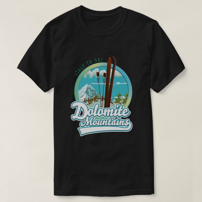 T-shirt Logo de ski Dolomite Mountain Italie (Design devant)