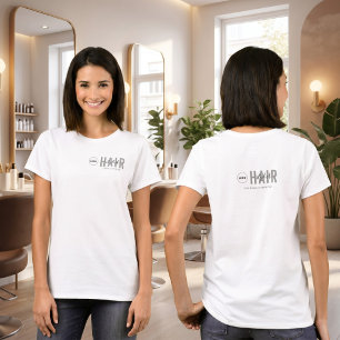 T-shirt Logo de styliste capillaire minimaliste blanc pour