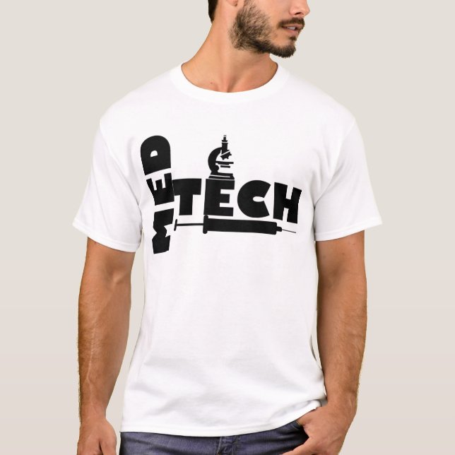 T-SHIRT LOGO DE SYRINGE DE MICROSCOPE DE TECHNOLOGIE MED (Devant)