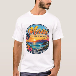 T-shirt Logo de voyage rétro Maui Hawaii