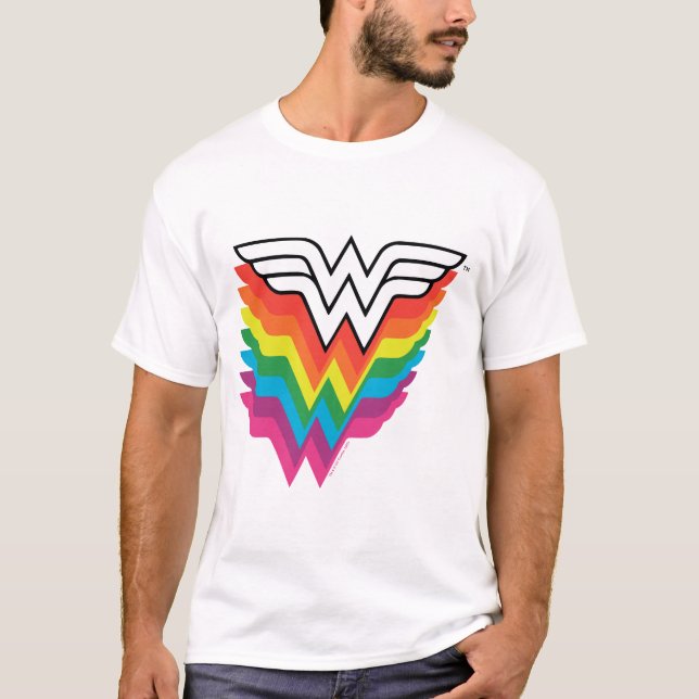 T-shirt Logo de Wonder Woman Layers Rainbow (Devant)