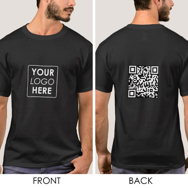 T-shirt Logo d'entreprise noir QR Cod Vêtements de travail (Black Business Logo QR Cod Employee Workwear T-Shirt)