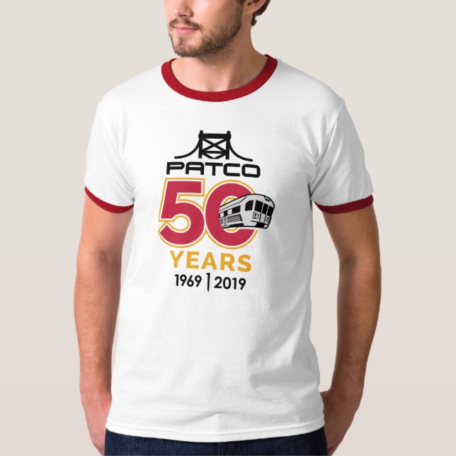 T-shirt Logo du 50e anniversaire du PATCO Red Ringer Tee (Devant)