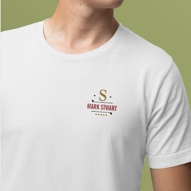 T-shirt Logo du joueur de golf personnalisé élégant blanc (Créateur téléchargé)