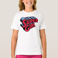 Logo du nom empilé de la superfille rouge et bleue