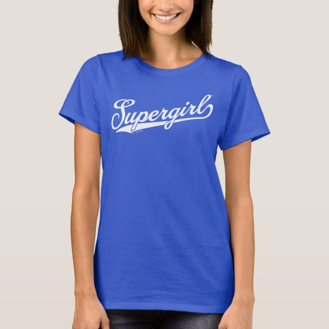 T-shirt Logo du nom étoilé Supergirl Baseball (Devant)