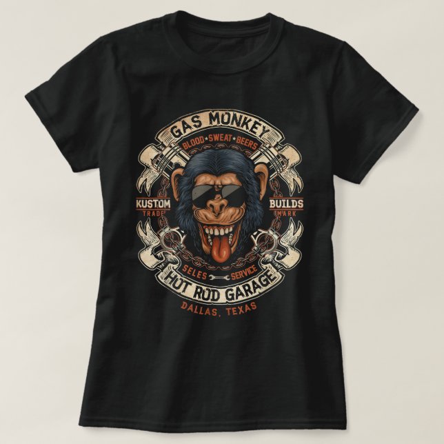 T-shirt Logo du ruban Pistons traversés au gaz de singe  (Design devant)