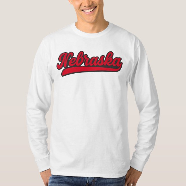 T-shirt Logo du script Nebraska | Pride rétro Red State (Devant)