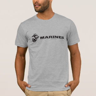 T-shirt Logo en noir empilé USMC