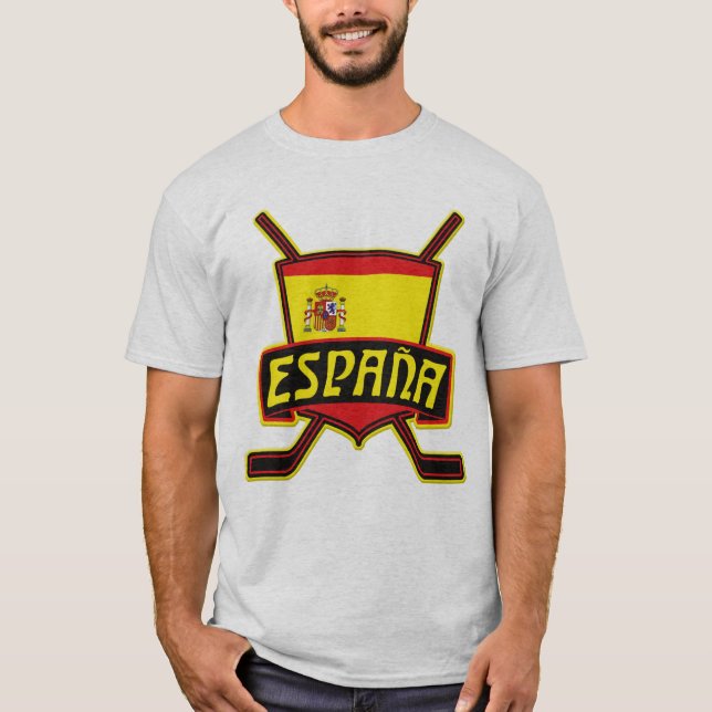 T-shirt Logo Espagnol De Hockey Drapeau, Avec Impression D (Devant)