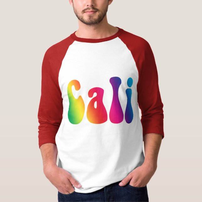 T-shirt Logo Hippie Cali Rainbow California (Devant)
