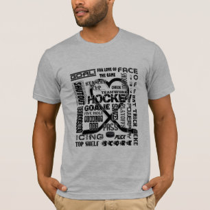 T-shirt Logo noir des mots du ventilateur de hockey