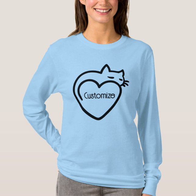 T-shirt Logo noir personnalisé amour de chats (Devant)