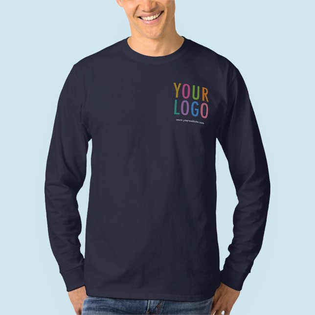 T-shirt Logo Personnalisé Chemise à manches longues en cot (MISOOK Navy Blue Long Sleeve Shirt with Logo)