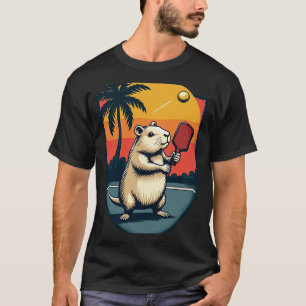 T-shirt Logo Rétro Sports du Club de Pickleball Capybara