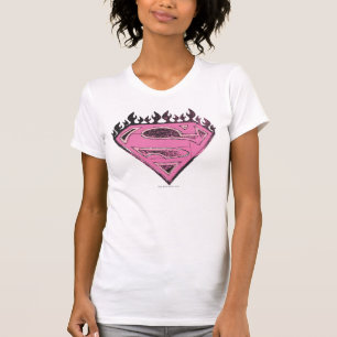 T-shirt Logo rose de Supergirl avec des flammes