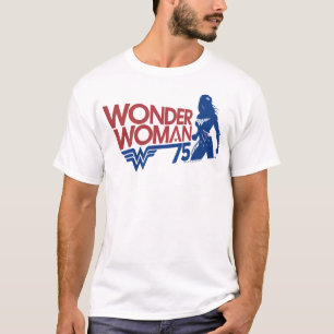 T-shirt Logo Rouge et Bleu de Wonder Woman, 75e anniversai