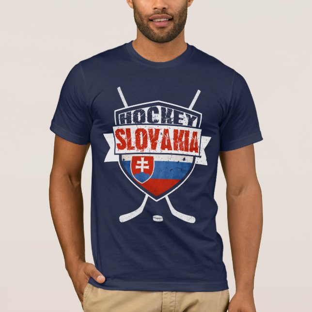 T-shirt Logo Slovaque De Hockey, Avec Impression Dos (Devant)